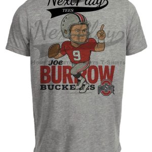 Ohio State Buckeyes QB Joe Burrow Exclusive Retro Football Artwork Heather Gray Sublimated T-Shirt
