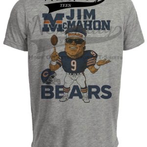 Chicago Bears Jim McMahon Exclusive Retro Football 1985 Artwork Heather Gray Sublimated T-Shirt