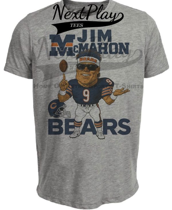 Chicago Bears Jim McMahon Exclusive Retro Football 1985 Artwork Heather Gray Sublimated T-Shirt