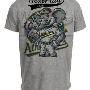 Oakland A’s Exclusive Retro Baseball Mascot Artwork Heather Gray Sublimated T-Shirt