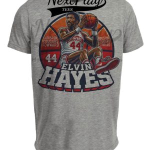 Houston Cougars Elvin Hayes Exclusive Retro March Madness Basketball Artwork Heather Gray Sublimated T-Shirt