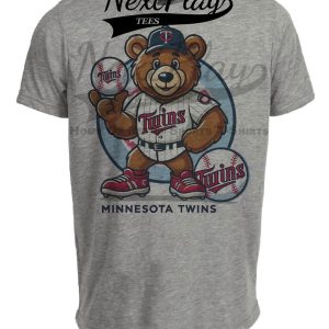 Minnesota Twins Bear Exclusive Retro Baseball Mascot Artwork Heather Gray Sublimated T-Shirt