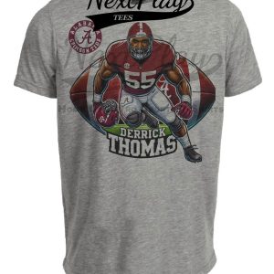 Alabama Crimson Tide Derrick Thomas Exclusive Retro Football Artwork Heather Gray Sublimated T-Shirt