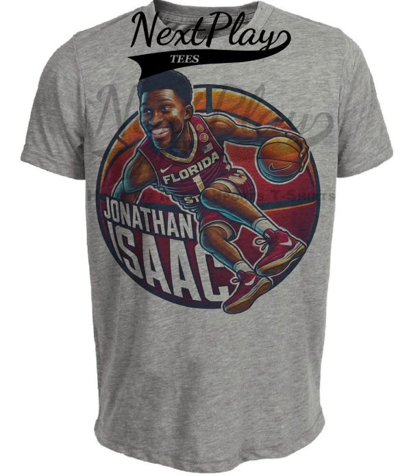 Florida State Seminoles Jonathan Isaac Exclusive Retro March Madness Basketball Artwork Heather Gray Sublimated T-Shirt