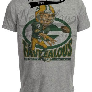 Green Bay Packers Brett Favre Exclusive Retro Football 1995 Artwork Heather Gray Sublimated T-Shirt