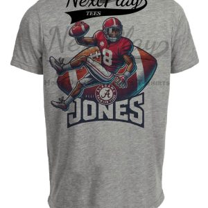 Alabama Crimson Tide Julio Jones Exclusive Retro Football Artwork Heather Gray Sublimated T-Shirt