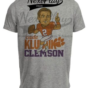Clemson Tigers QB Cade Klubnik Exclusive Retro Football Artwork Heather Gray Sublimated T-Shirt