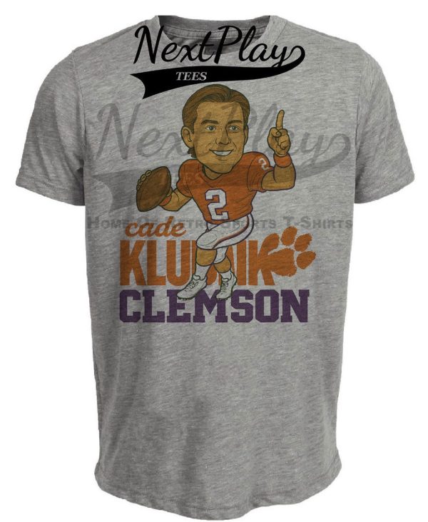 Clemson Tigers QB Cade Klubnik Exclusive Retro Football Artwork Heather Gray Sublimated T-Shirt