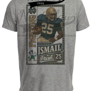 Notre Dame Fighting Irish Rocket Ismail Exclusive Vintage Football 1988 Artwork Heather Gray Sublimated T-Shirt