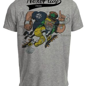 Notre Dame Fighting Irish Mascot Exclusive Retro Football 1991 Artwork Heather Gray Sublimated T-Shirt