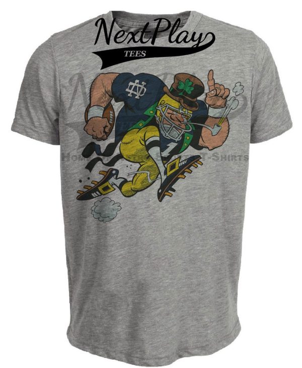 Notre Dame Fighting Irish Mascot Exclusive Retro Football 1991 Artwork Heather Gray Sublimated T-Shirt