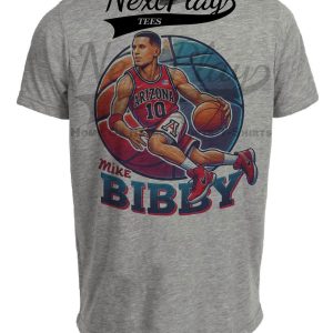 Arizona Wildcats Mike Bibby Exclusive Retro March Madness Basketball Artwork Heather Gray Sublimated T-Shirt