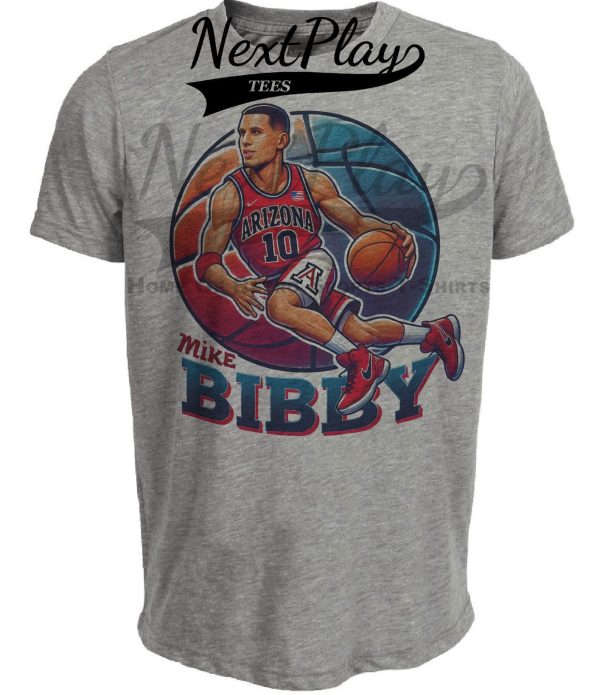 Arizona Wildcats Mike Bibby Exclusive Retro March Madness Basketball Artwork Heather Gray Sublimated T-Shirt