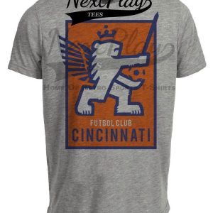 FC Cincinnati Retro Soccer Orange Artwork Heather Gray Sublimated T-Shirt