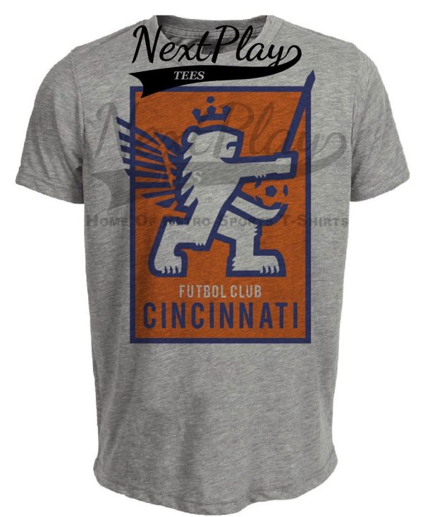 FC Cincinnati Retro Soccer Orange Artwork Heather Gray Sublimated T-Shirt