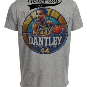 Notre Dame Fighting Irish Adrian Dantley Exclusive Retro March Madness Basketball Artwork Heather Gray Sublimated T-Shirt