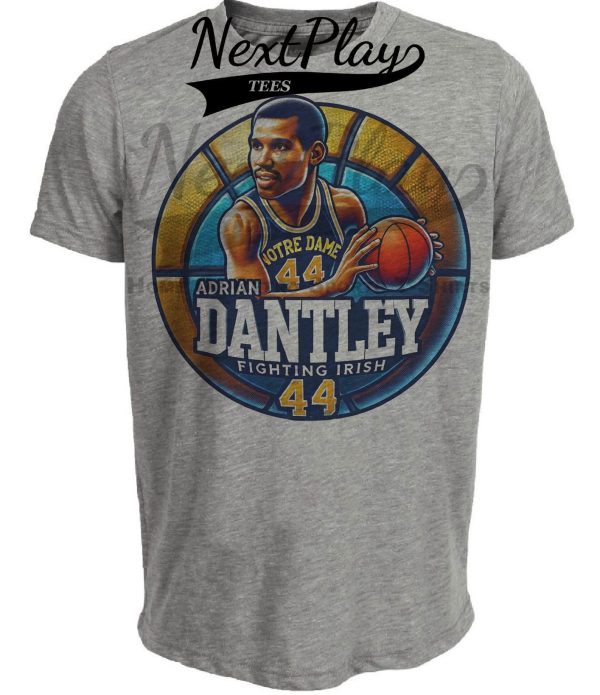 Notre Dame Fighting Irish Adrian Dantley Exclusive Retro March Madness Basketball Artwork Heather Gray Sublimated T-Shirt