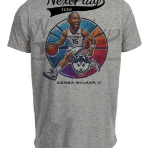 UConn Huskies Kemba Walker Exclusive Retro March Madness Basketball Artwork Heather Gray Sublimated T-Shirt