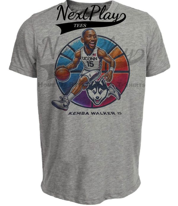 UConn Huskies Kemba Walker Exclusive Retro March Madness Basketball Artwork Heather Gray Sublimated T-Shirt
