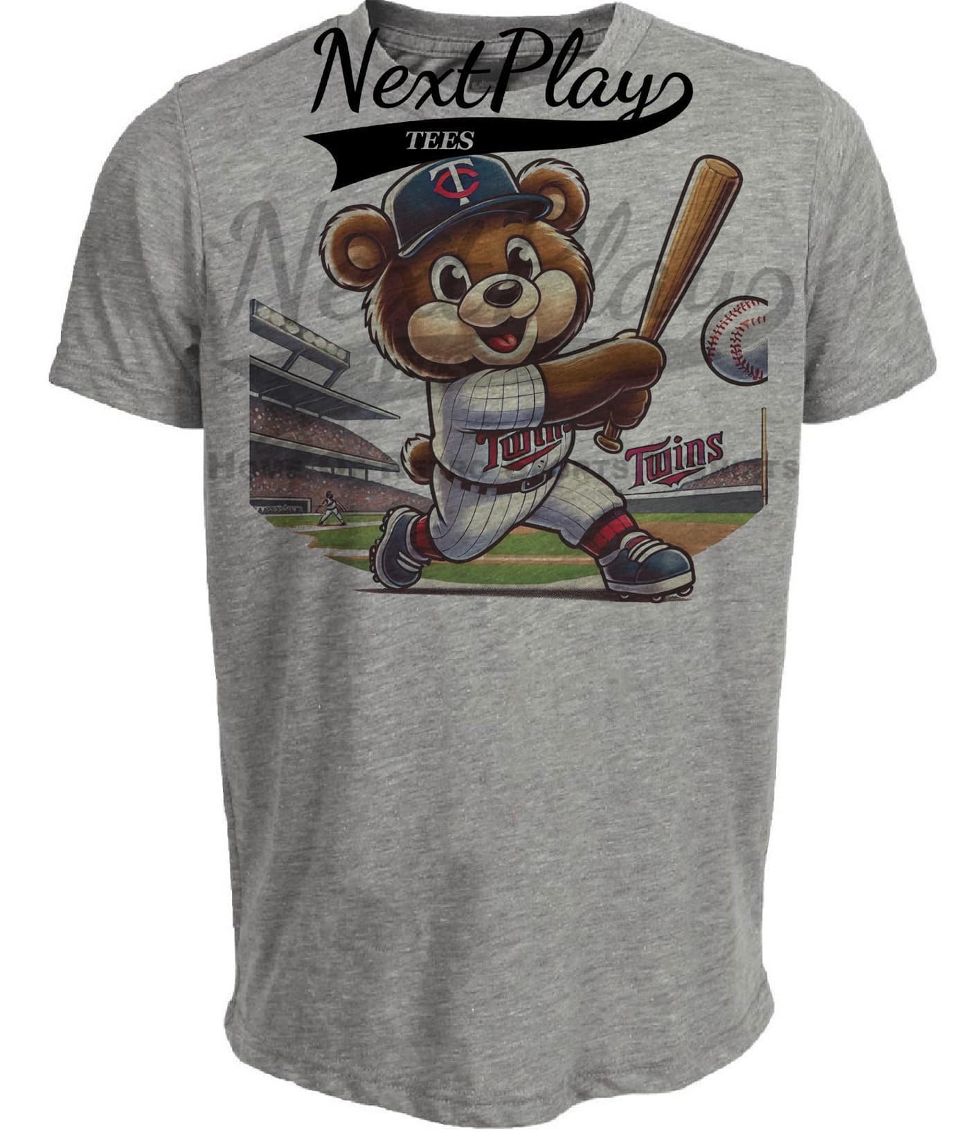 Minnesota Twins Exclusive Retro Baseball Mascot Artwork Heather Gray Sublimated T-Shirt