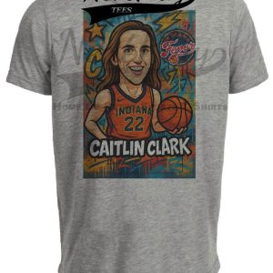 Indiana Fever Caitlin Clark Exclusive Caricature Basketball Artwork Heather Gray Sublimated T-Shirt
