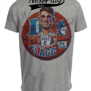 Duke Blue Devils Cooper Flagg Exclusive Retro March Madness Basketball Artwork Heather Gray Sublimated T-Shirt