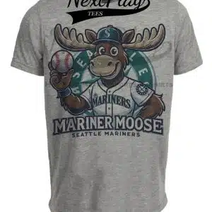 Seattle Mariners Exclusive Retro Baseball Mascot Artwork Heather Gray Sublimated T-Shirt