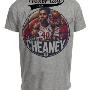 Indiana Hoosiers Calbert Cheaney Exclusive Retro March Madness Basketball Artwork Heather Gray Sublimated T-Shirt