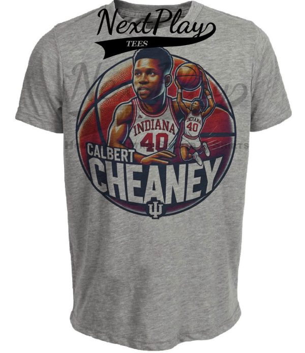 Indiana Hoosiers Calbert Cheaney Exclusive Retro March Madness Basketball Artwork Heather Gray Sublimated T-Shirt