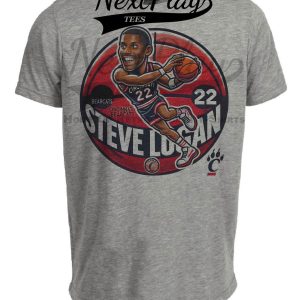 Cincinnati Bearcats Steve Logan Exclusive Retro March Madness Basketball Artwork Heather Gray Sublimated T-Shirt