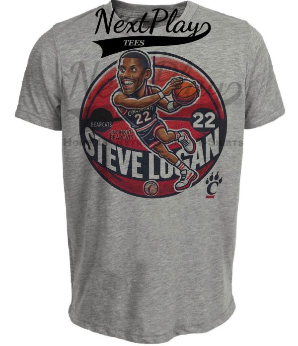 Cincinnati Bearcats Steve Logan Exclusive Retro March Madness Basketball Artwork Heather Gray Sublimated T-Shirt