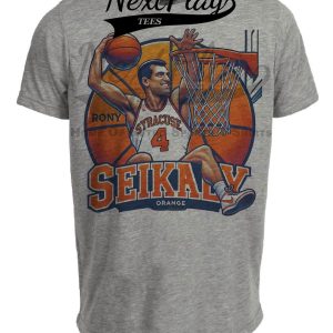Syracuse Orange Rony Seikaly Exclusive Retro March Madness Basketball Artwork Heather Gray Sublimated T-Shirt