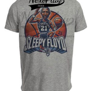 Georgetown Hoyas Sleepy Floyd Exclusive Retro March Madness Basketball Artwork Heather Gray Sublimated T-Shirt