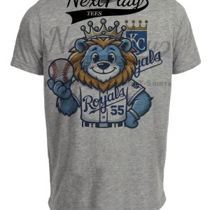 Kansas City Royals Exclusive Retro Baseball Mascot Artwork Heather Gray Sublimated T-Shirt