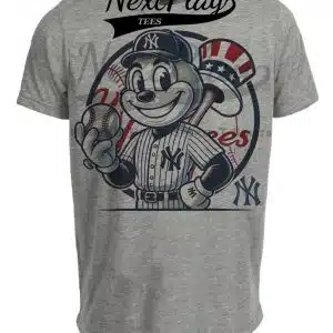 New York Yankees Exclusive Retro Baseball Mascot Artwork Heather Gray Sublimated T-Shirt