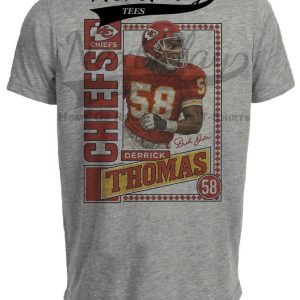 Kansas City Chiefs Derrick Thomas Exclusive Retro Football 1991 Artwork Heather Gray Sublimated T-Shirt