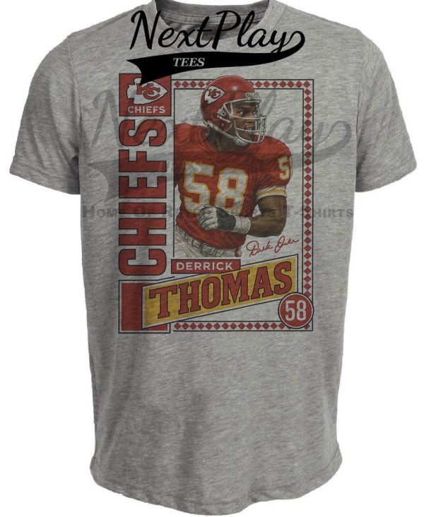 Kansas City Chiefs Derrick Thomas Exclusive Retro Football 1991 Artwork Heather Gray Sublimated T-Shirt