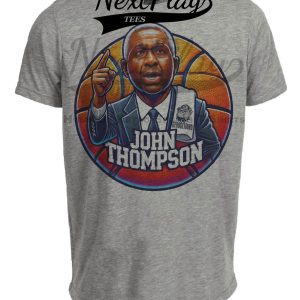 Georgetown Hoyas Coach John Thompson Exclusive Retro March Madness Basketball Artwork Heather Gray Sublimated T-Shirt
