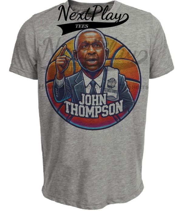 Georgetown Hoyas Coach John Thompson Exclusive Retro March Madness Basketball Artwork Heather Gray Sublimated T-Shirt