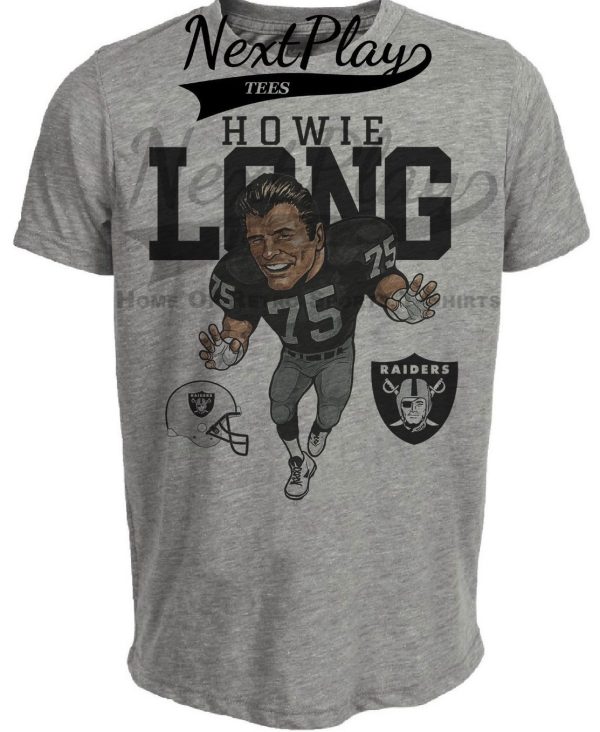 Oakland Raiders Howie Long Exclusive Retro Football 1985 Artwork Heather Gray Sublimated T-Shirt