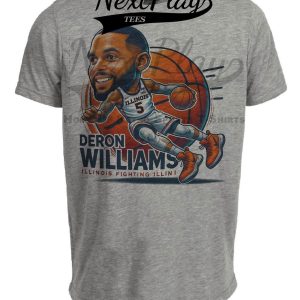 Illinois Fighting Illini Deron Williams Exclusive Retro March Madness Basketball Artwork Heather Gray Sublimated T-Shirt
