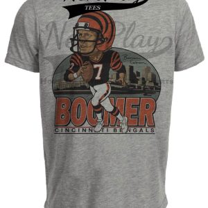 Cincinnati Bengals Boomer Esiason Exclusive Retro Football 1988 Artwork Heather Gray Sublimated T-Shirt