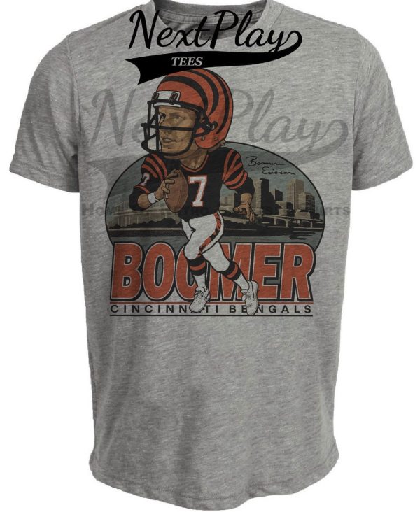 Cincinnati Bengals Boomer Esiason Exclusive Retro Football 1988 Artwork Heather Gray Sublimated T-Shirt