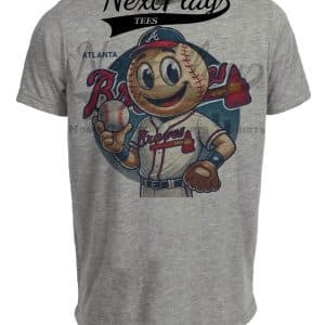 Atlanta Braves Exclusive Retro Baseball Mascot Artwork Heather Gray Sublimated T-Shirt