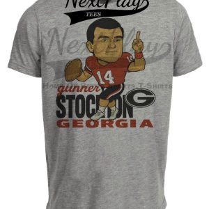 Georgia Bulldogs QB Gunner Stockton Exclusive Retro Football Artwork Heather Gray Sublimated T-Shirt