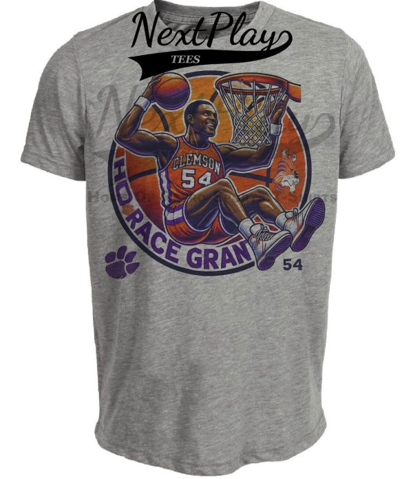 Clemson Tigers Horace Grant Exclusive Retro March Madness Basketball Artwork Heather Gray Sublimated T-Shirt