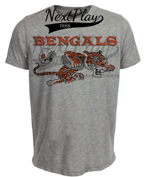 Cincinnati Bengals NFL Retro Football Mascot 1968 Artwork Heather Gray Sublimated T-Shirt