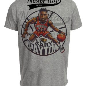 Gary Payton Exclusive Retro March Madness Basketball Artwork Heather Gray Sublimated T-Shirt