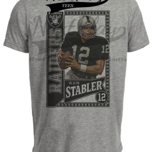 Oakland Raiders Ken Stabler Exclusive Retro Football 1977 Artwork Heather Gray Sublimated T-Shirt