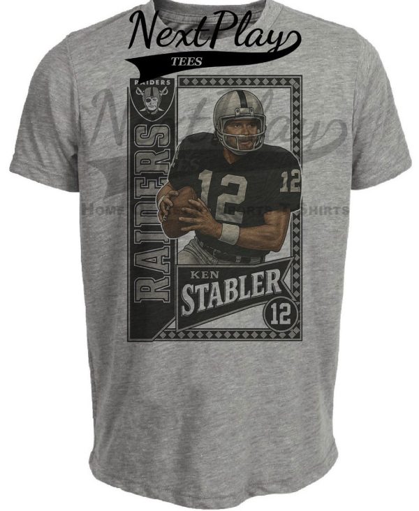 Oakland Raiders Ken Stabler Exclusive Retro Football 1977 Artwork Heather Gray Sublimated T-Shirt